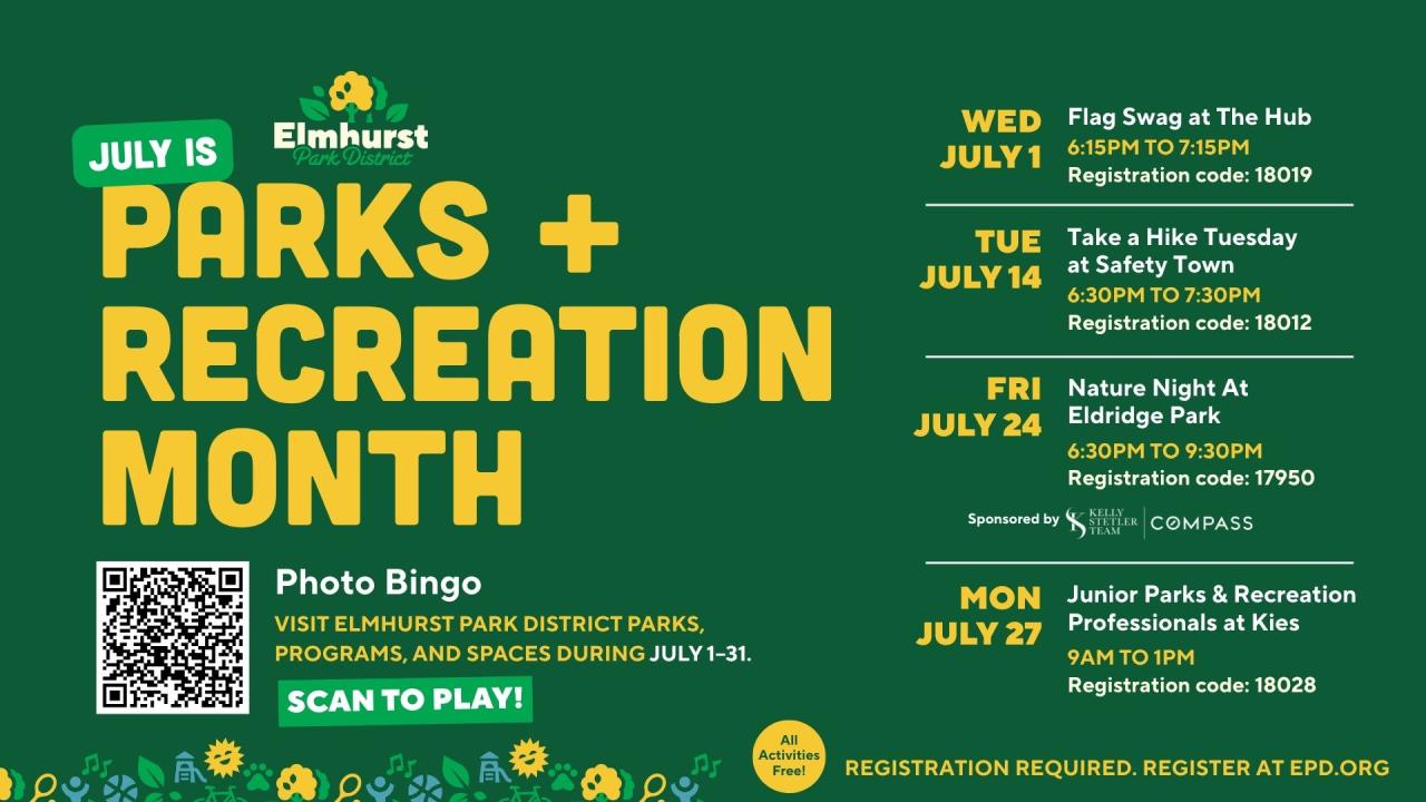 Special Events celebrating Parks + Recreation Month this July